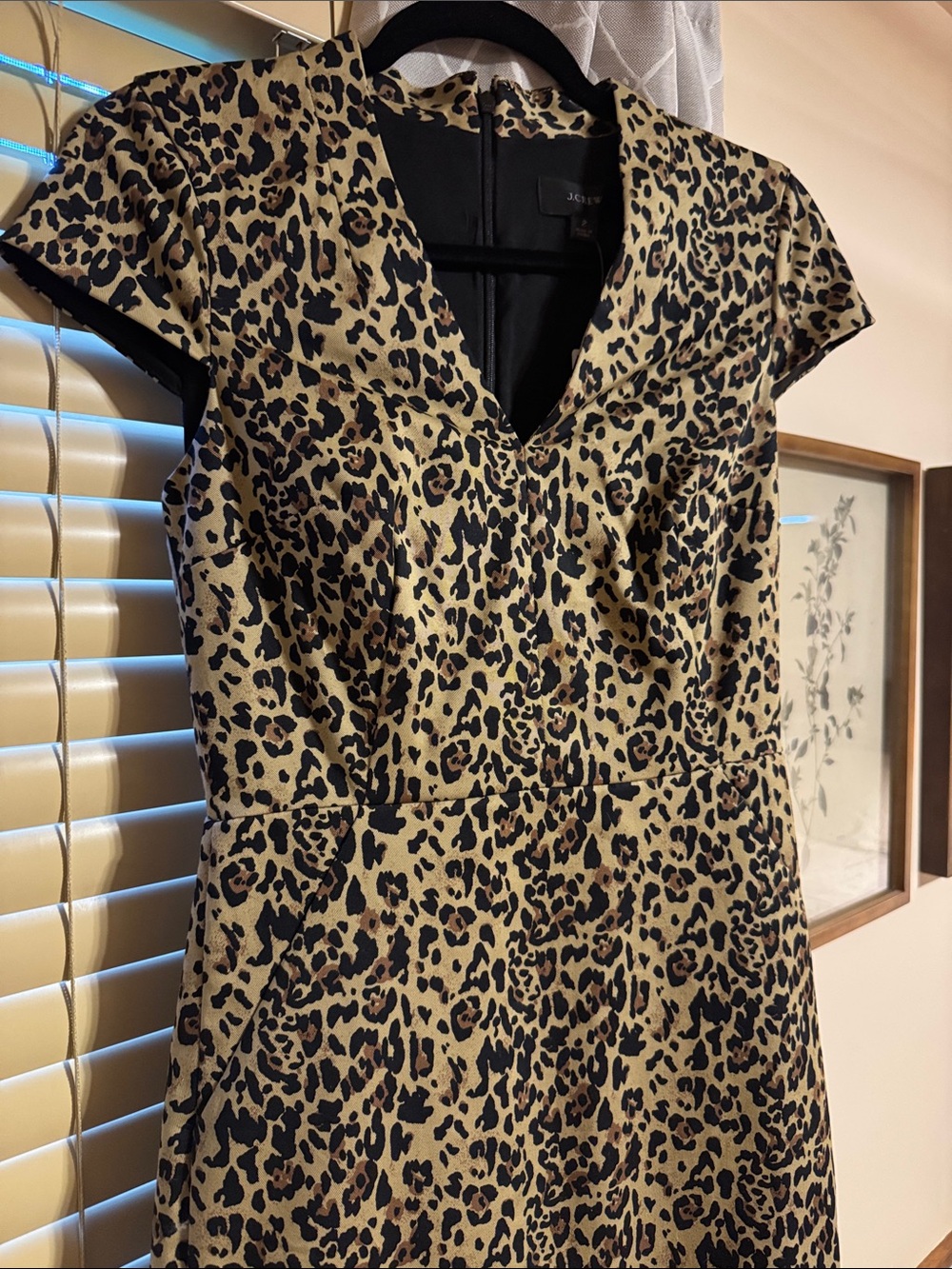 J. Crew Leopard Print V-Neck Career Dress - Black and Tan